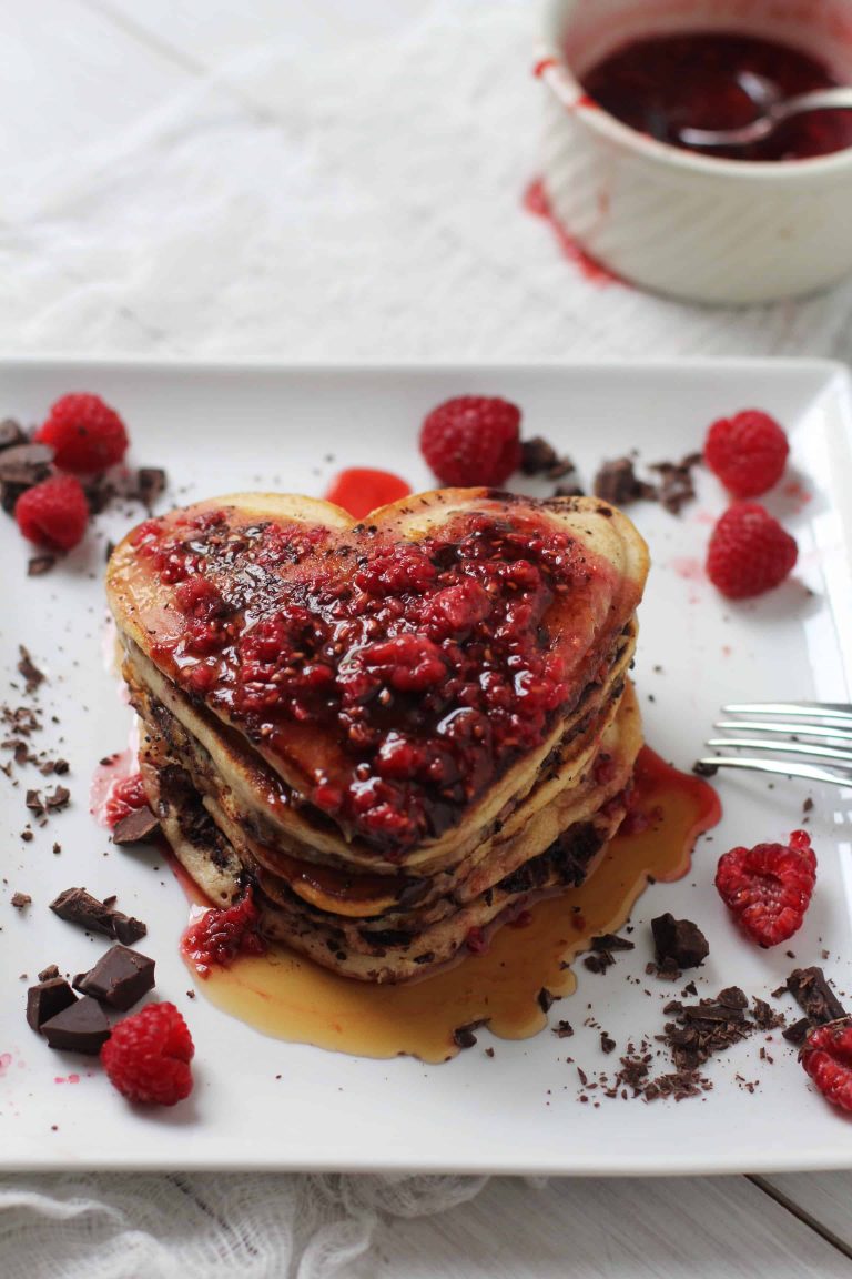 Dark Chocolate Raspberry Pancakes