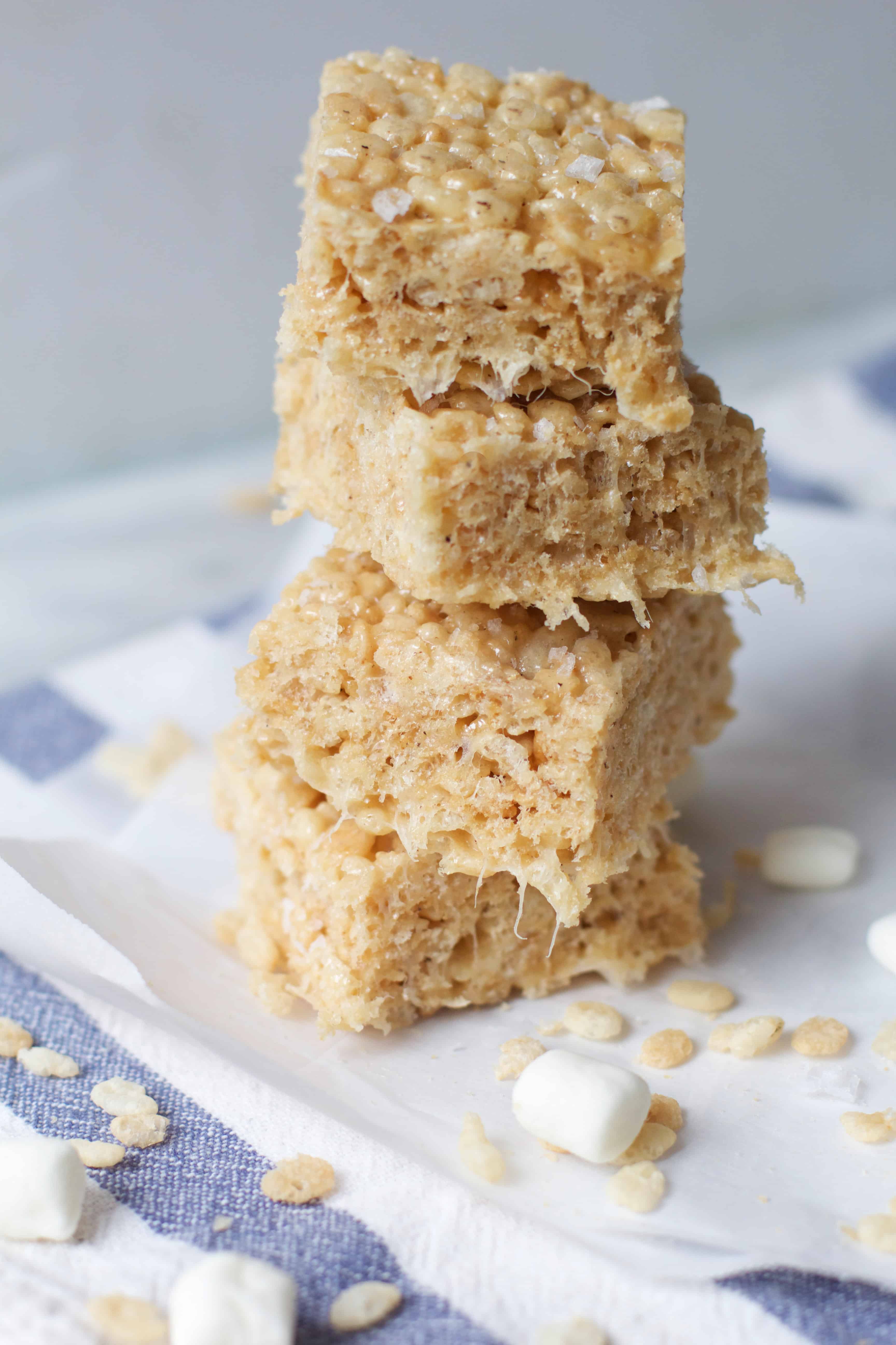 Salted Brown Butter Krispie Treats - The Baker Chick