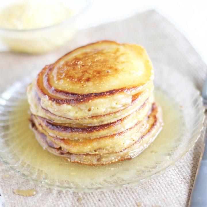 Cornmeal Griddle Cakes with Honey Butter Syrup