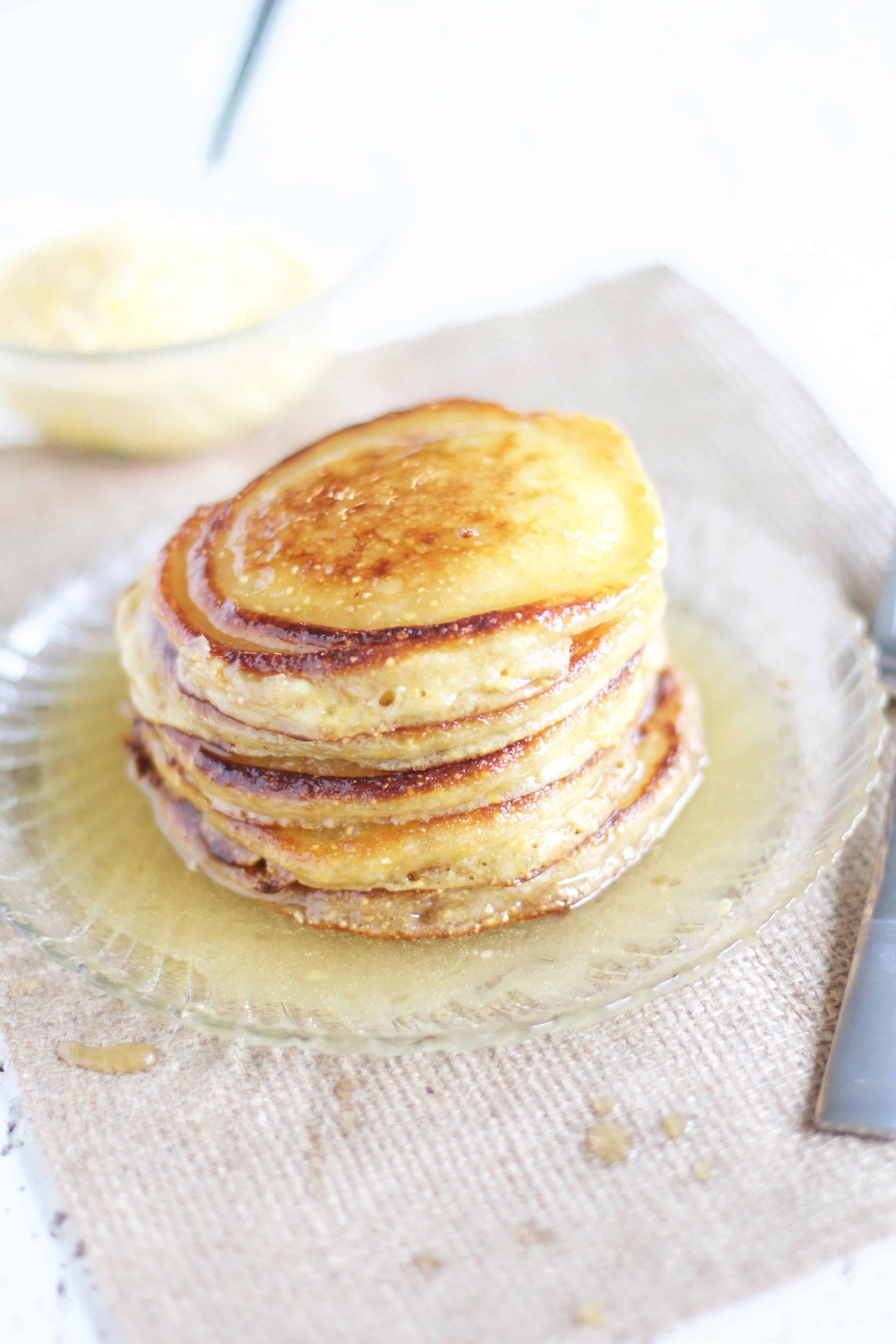 Cornmeal Griddle Cakes with Honey Butter Syrup The Baker Chick