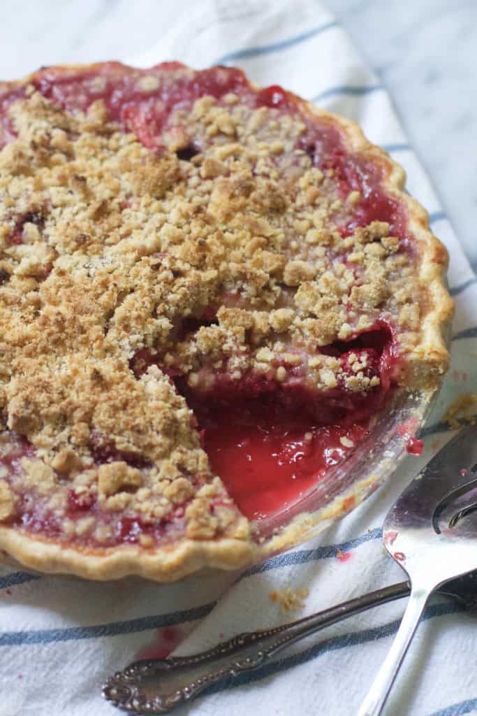 Berry Rhubarb Crumb Pie