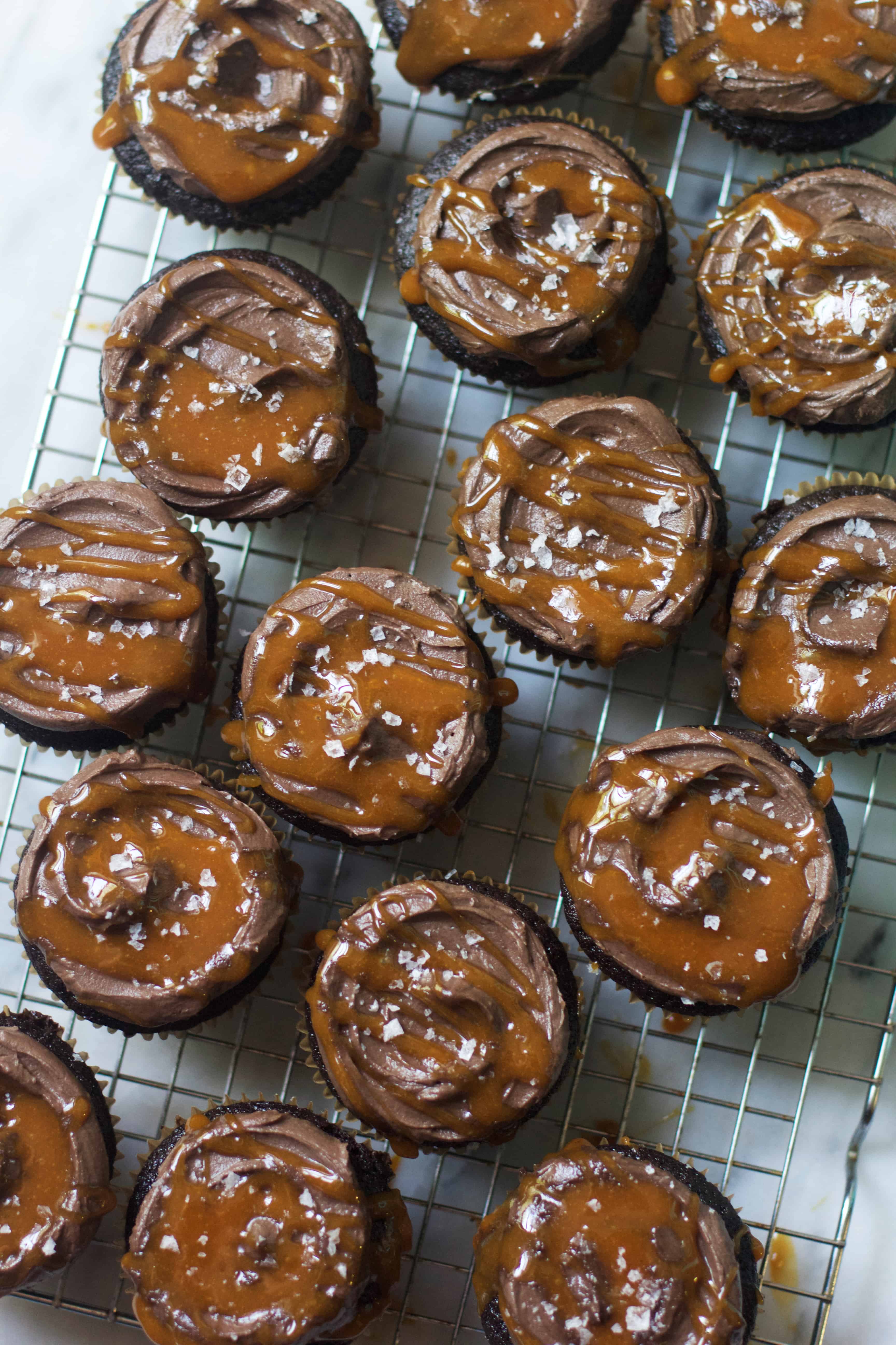 Vegan Chocolate Salted Caramel Cupcakes