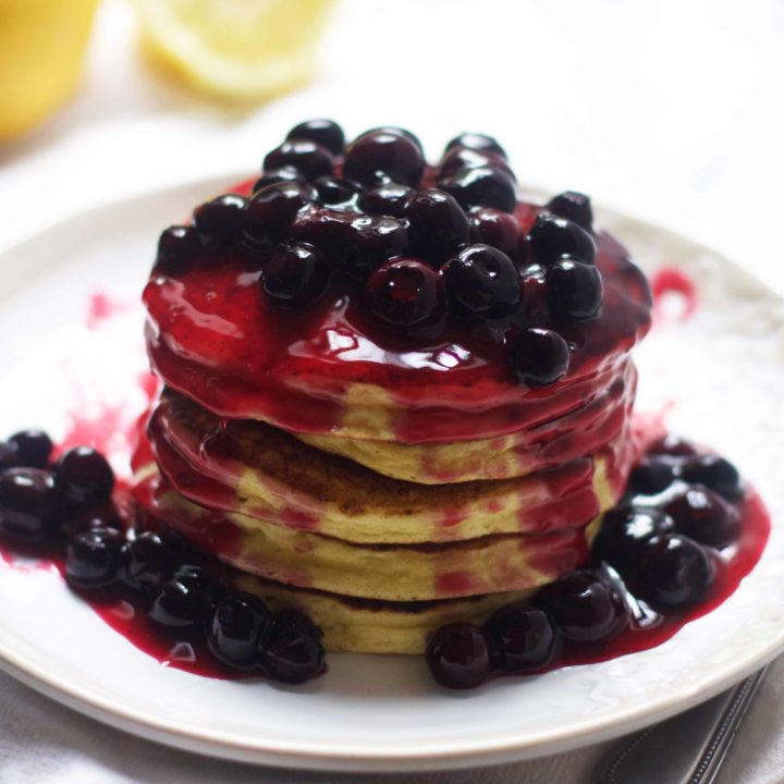 Lemon Ricotta Pancakes with Blueberry Sauce