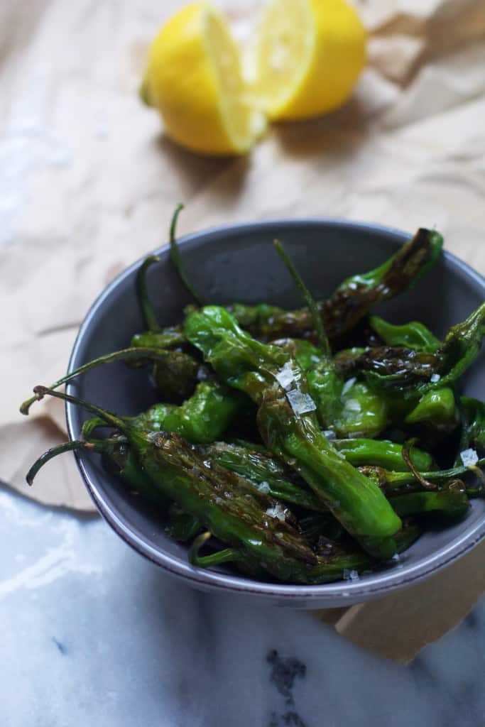 Blistered Shishito Peppers with Lemon and Sea Salt