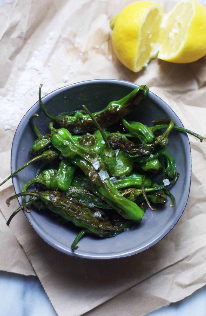 Blistered Shishito Peppers with Lemon and Sea Salt