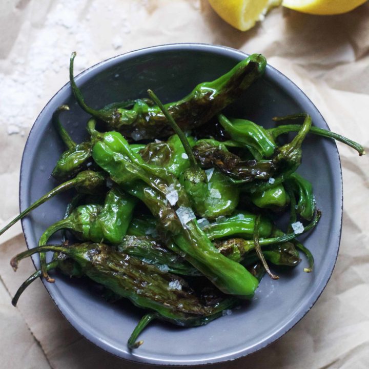 Blistered Shishito Peppers with Lemon and Sea Salt