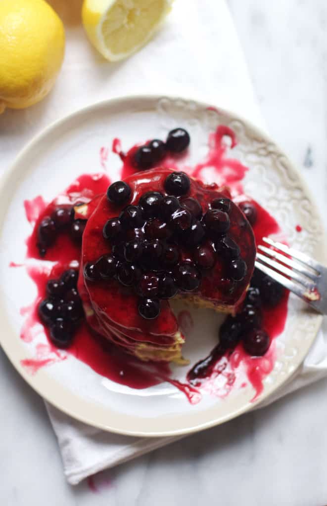 Lemon Ricotta Pancakes with Blueberry Sauce