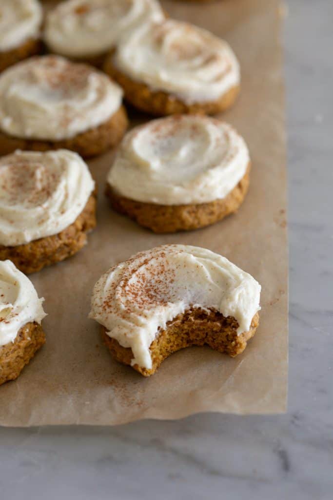 Soft Frosted Pumpkin Spice Cookies