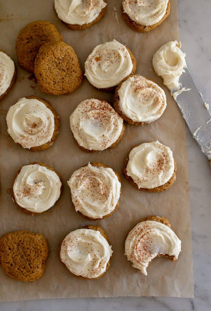 Soft Frosted Pumpkin Spice Cookies