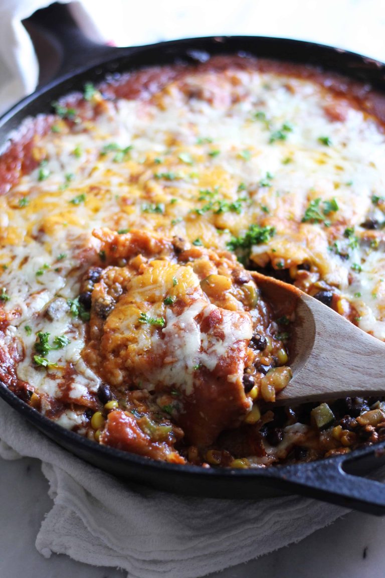 One-Skillet Cheesy Enchilada Bake