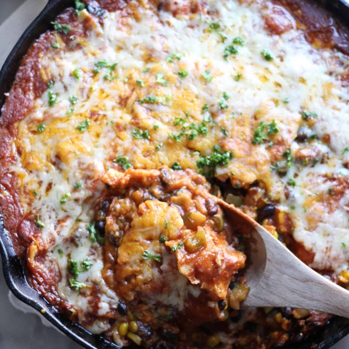 One-Skillet Cheesy Enchilada Bake