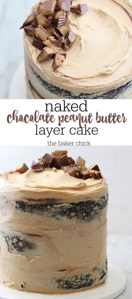 naked chocolate peanut butter layer cake
