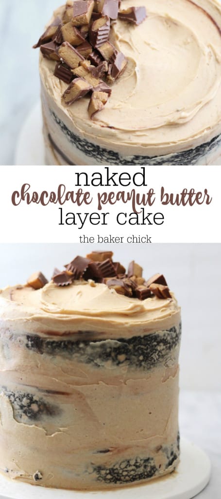 naked chocolate peanut butter layer cake