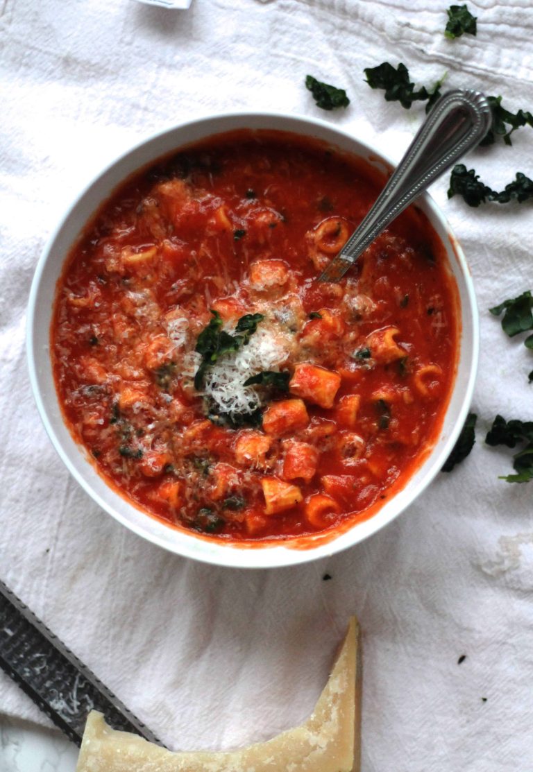 Tomato Soup with Beans and Fresh Pasta