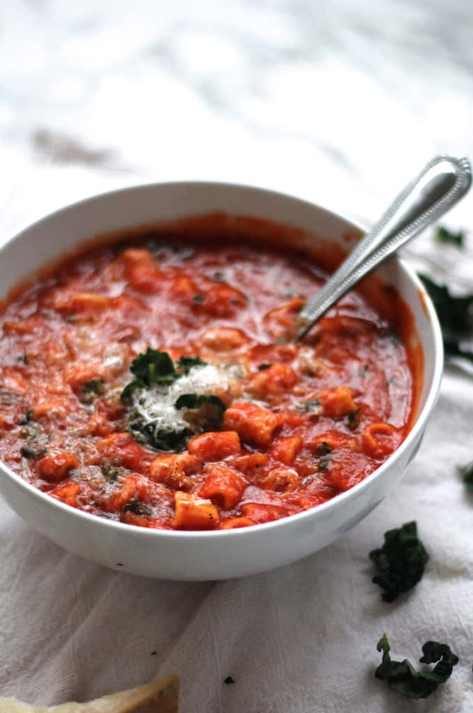 Tomato Soup with Beans and Fresh Pasta