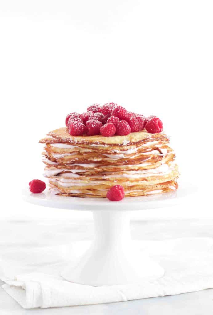 Raspberry & Cream Crepe Cake