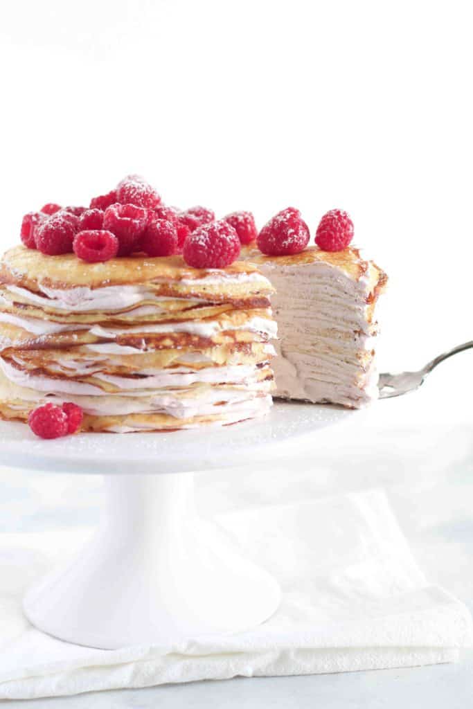 Raspberry & Cream Crepe Cake