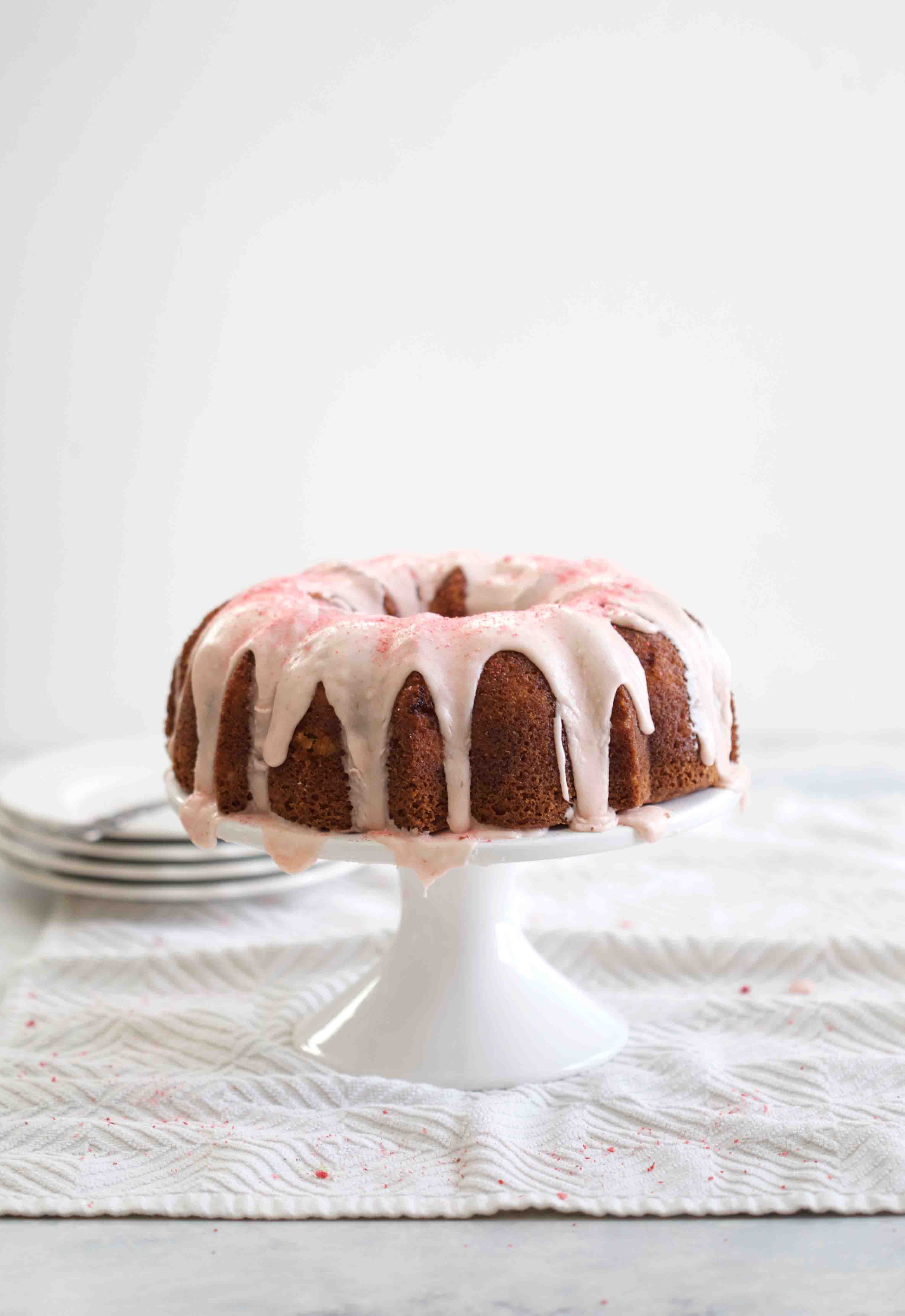 Lemon Rhubarb Bundt Cake - The Baker Chick