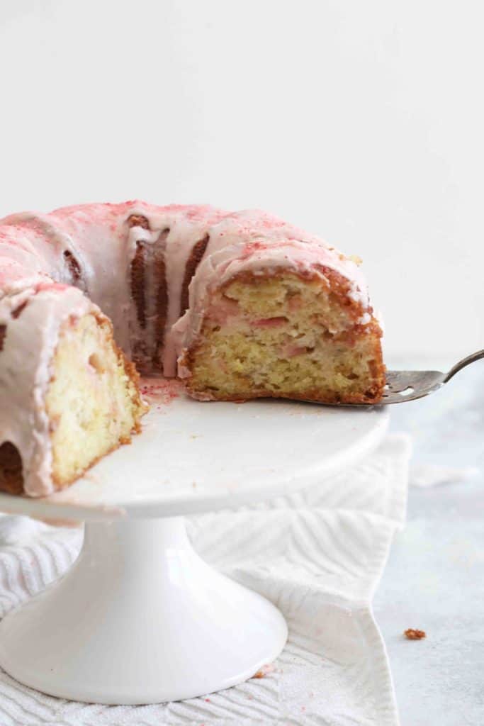 Lemon Rhubarb Bundt Cake - The Baker Chick