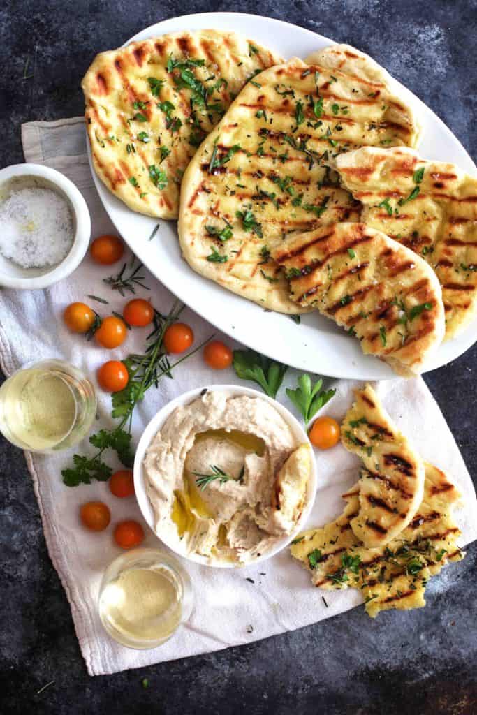 Easy Grilled Flatbread with fresh herbs and sea salt