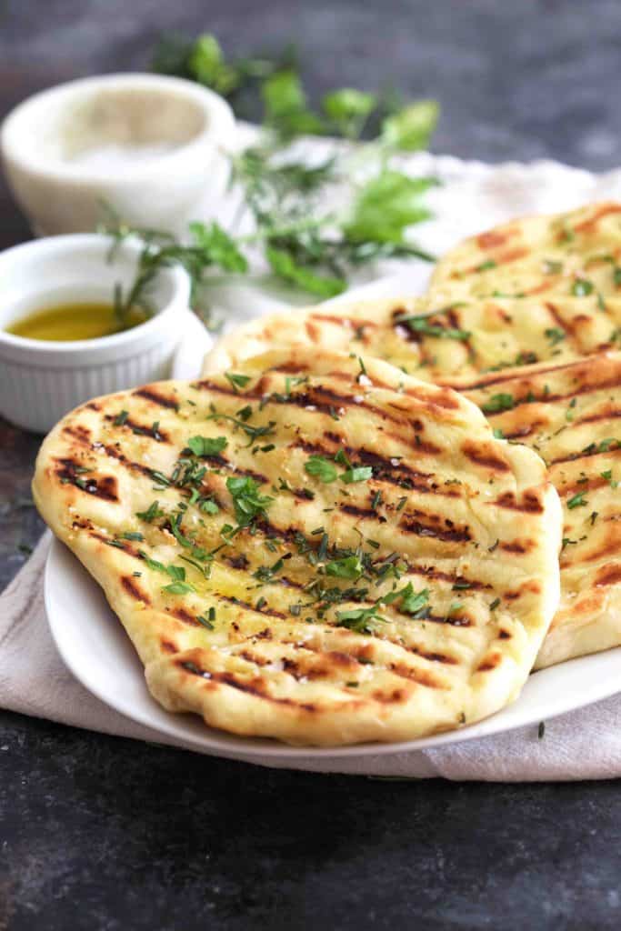 Easy Grilled Flatbread with fresh herbs and sea salt