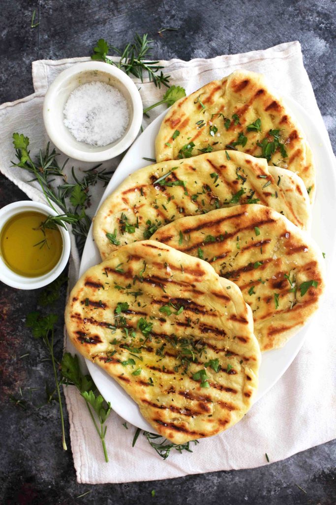 Grilled Flatbread with fresh herbs