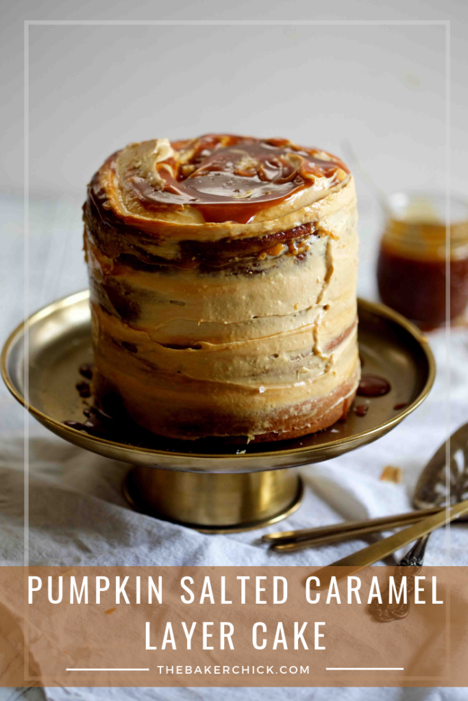 Pumpkin Salted Caramel Layer Cake- a showstopping #thanksgiving dessert! #pumpkin #saltedcaramel