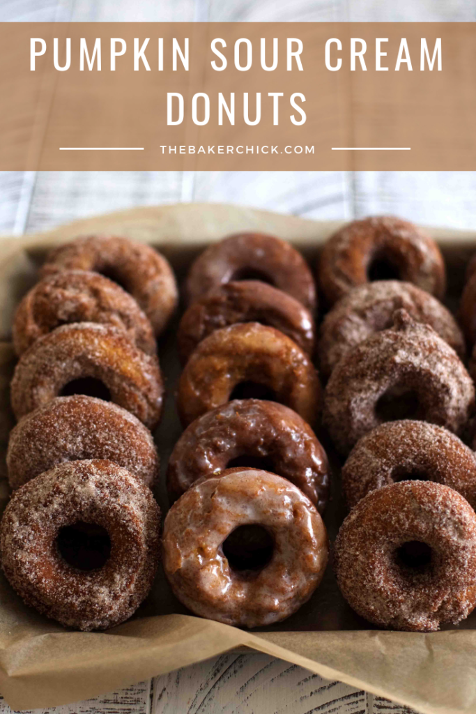 Pumpkin Sour Cream Donuts- the perfect decadent fall treat! #donuts #pumpkin spice