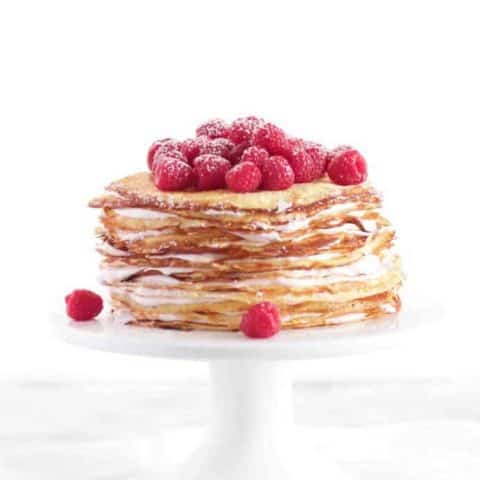 Raspberry and Cream Crepe Cake