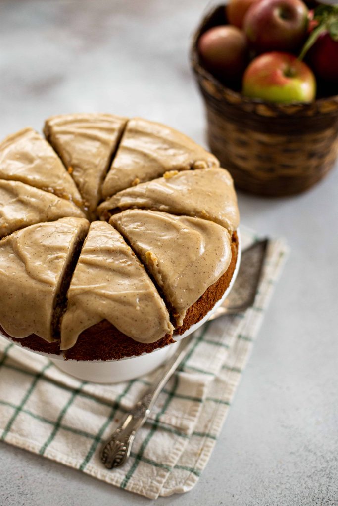 apple spice cake with brown butter glaze