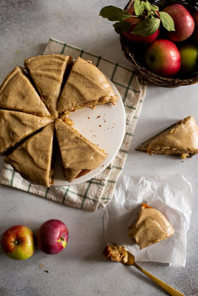 apple spice cake with brown butter glaze