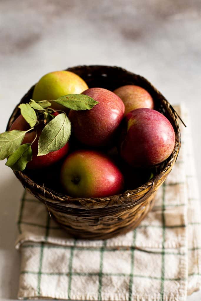 Apples in a basket freshly picked