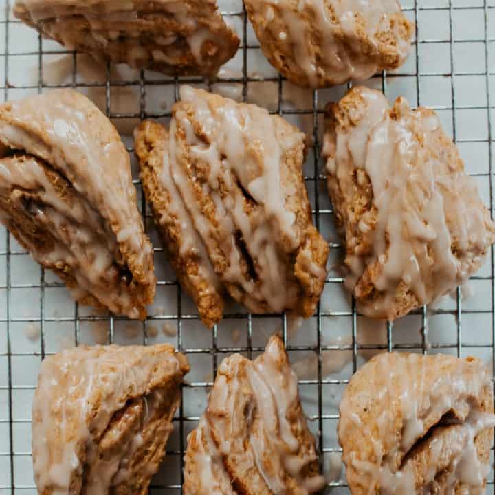 Pumpkin Cinnamon Roll Scones