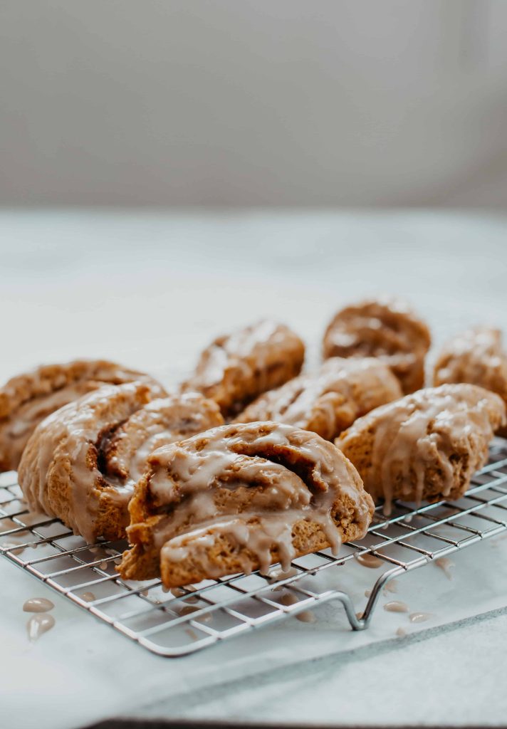 Pumpkin Cinnamon Roll Scones