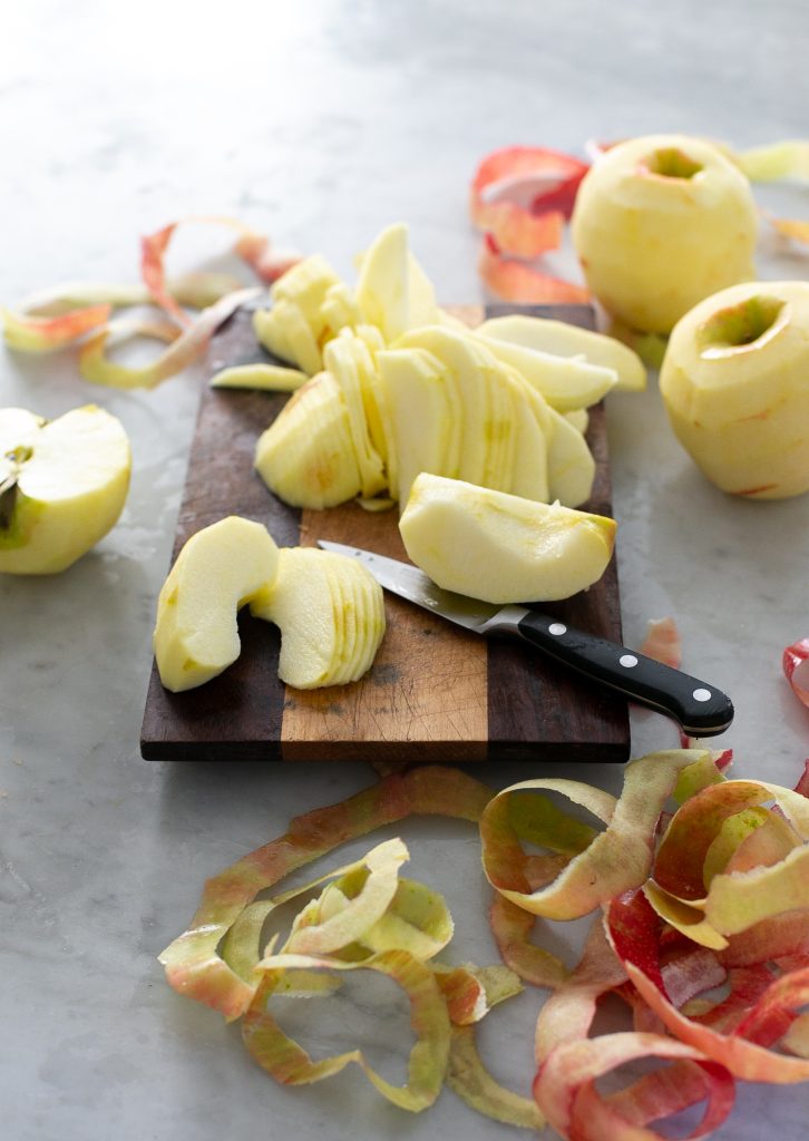 Sliced apples, ready for pie