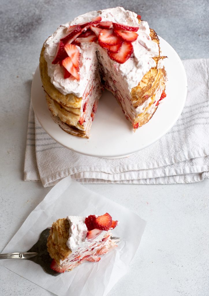 Strawberries and Cream Crepe Cake - Completely Delicious