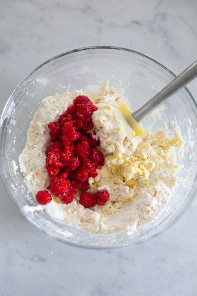 Raspberry Lemon Scones- Ingredients in bowl