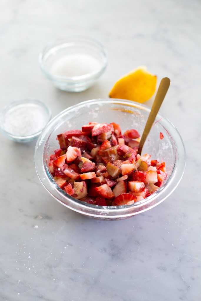 Strawberry Rhubarb with sugar and lemon