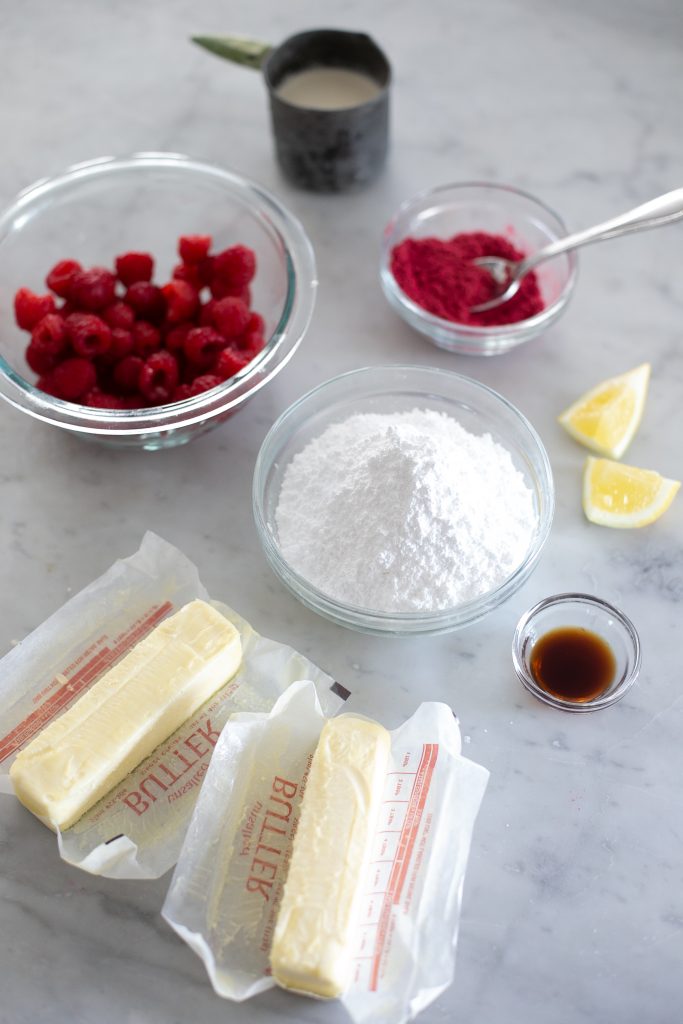 Raspberry Buttercream ingredients