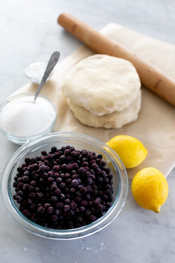 Blueberry Pie with Frozen Blueberries- ingredients