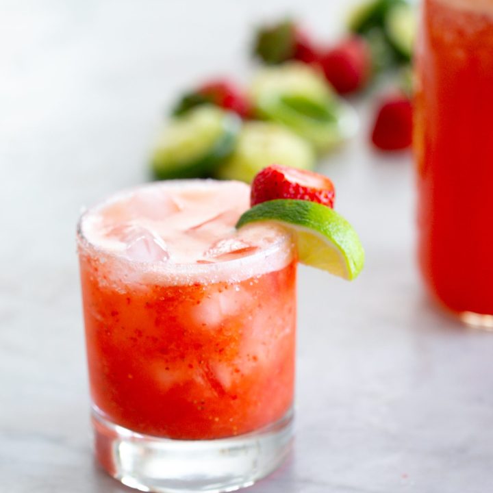 Strawberry Margarita on the Rocks